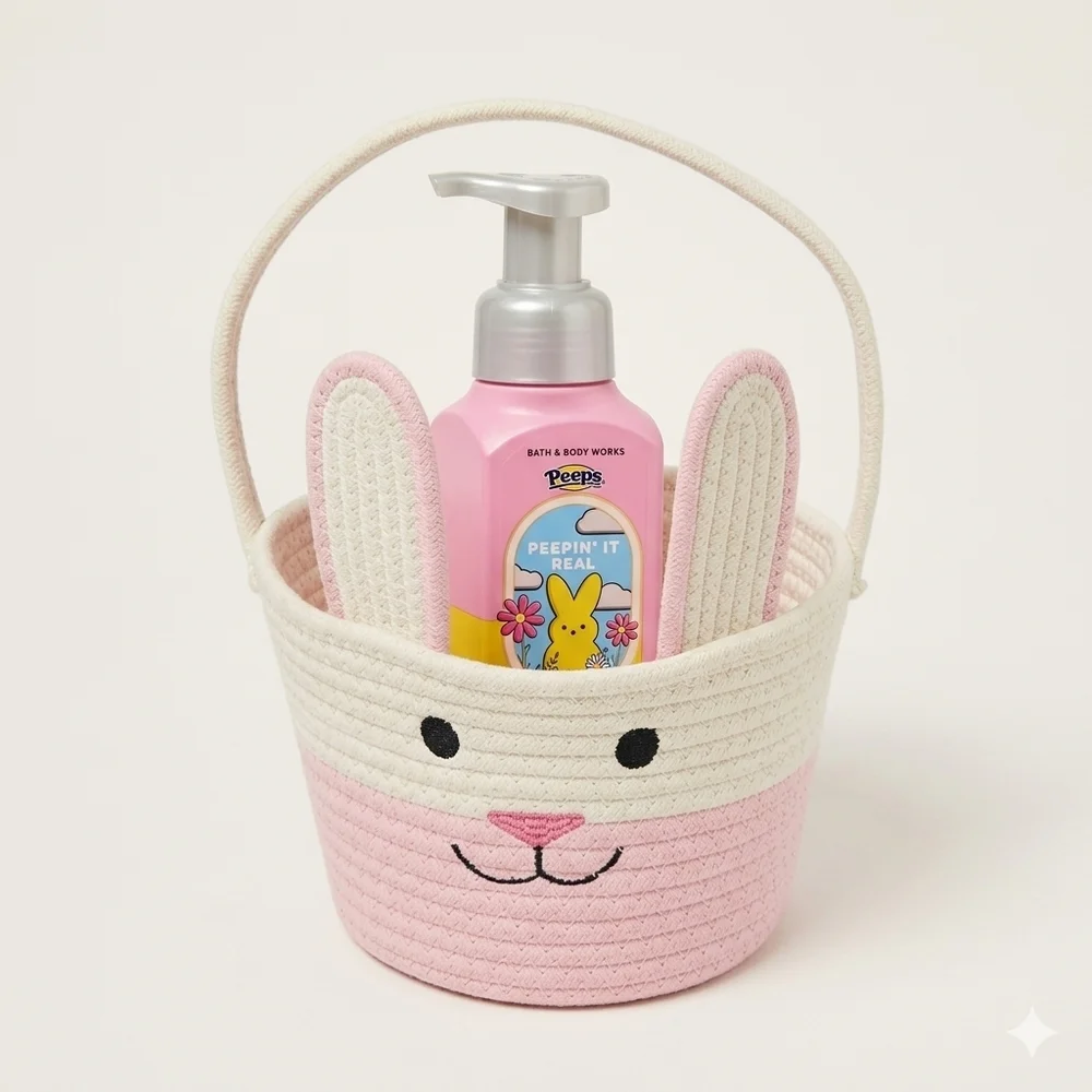 PEEPS Easter Basket w Peepin' It Real Pink Bunny Soap Bath & Body Works Collab
